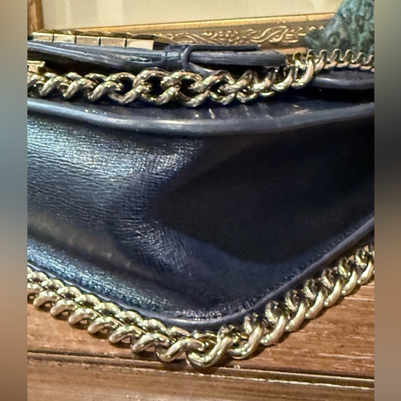 Furla Navy Blue Crossbody with Gold Tone Studs EUC - Picture 8 of 16